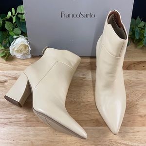 Franco Sarto Beige Leather Venture Booties, 8M